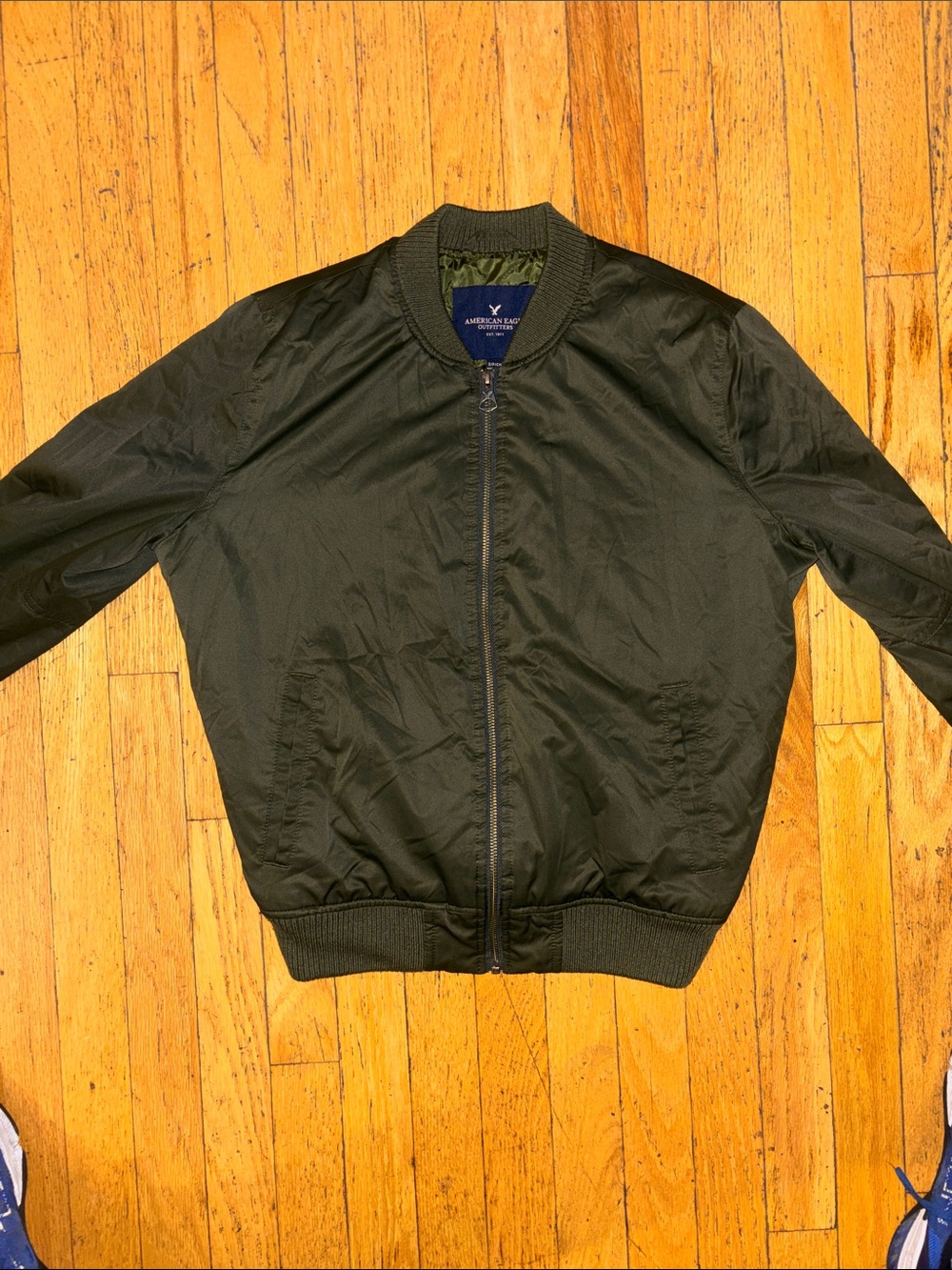 American Eagle Olive Green Lightweight Quilted Puffer Bomber Jacket - Small